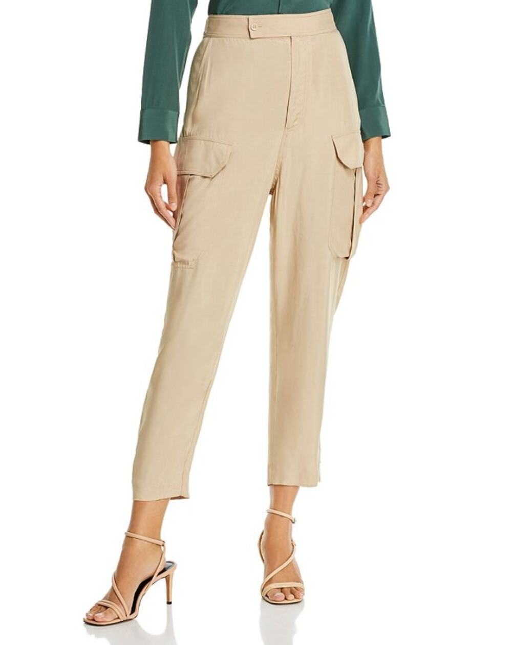 Equipment Agadire Beige High Rise Tapered Ankle Cargo Pants Slouchy 12 L
